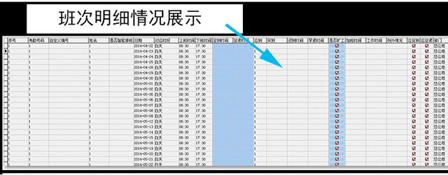 考勤班次明细情况展示